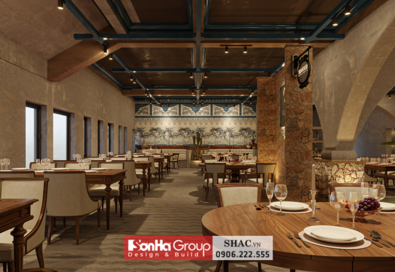 Thiết kế nội thất nhà hàng kiểu địa trung hải tại Hạ Long ấn tượng 6
