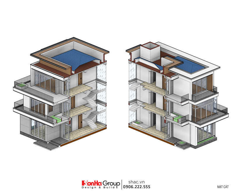 Thiết kế và thi công trọn gói biệt thự hiện đại 3 tầng Quảng Bình - SH BTD 0106 6
