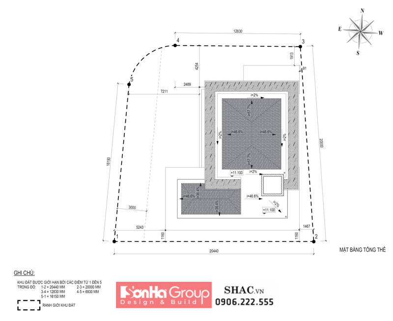 Mặt bằng tổng thể thiết kế biệt thự hiện đại Quảng Bình