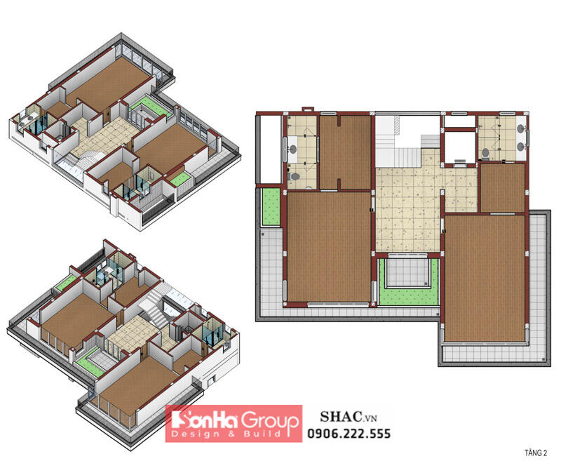 Thiết kế mặt bằng biệt thự tầng 2 tại Quảng Bình