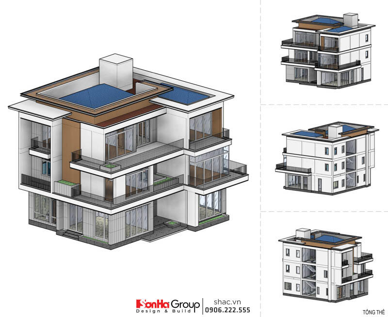 Thiết kế và thi công trọn gói biệt thự hiện đại 3 tầng Quảng Bình - SH BTD 0106 8
