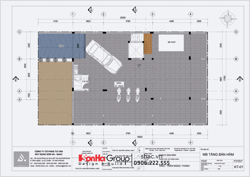 Mặt bằng tầng bán hầm của khách sạn