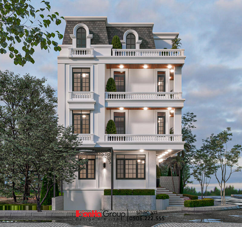 Mẫu khách sạn mini Tân cổ điển 4 tầng tại Sài Gòn – SH KS 112 23 Khách sạn nhỏ mà có võ