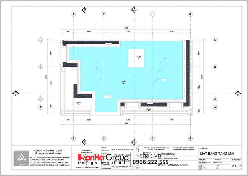 Mặt bằng tầng mái của khách sạn