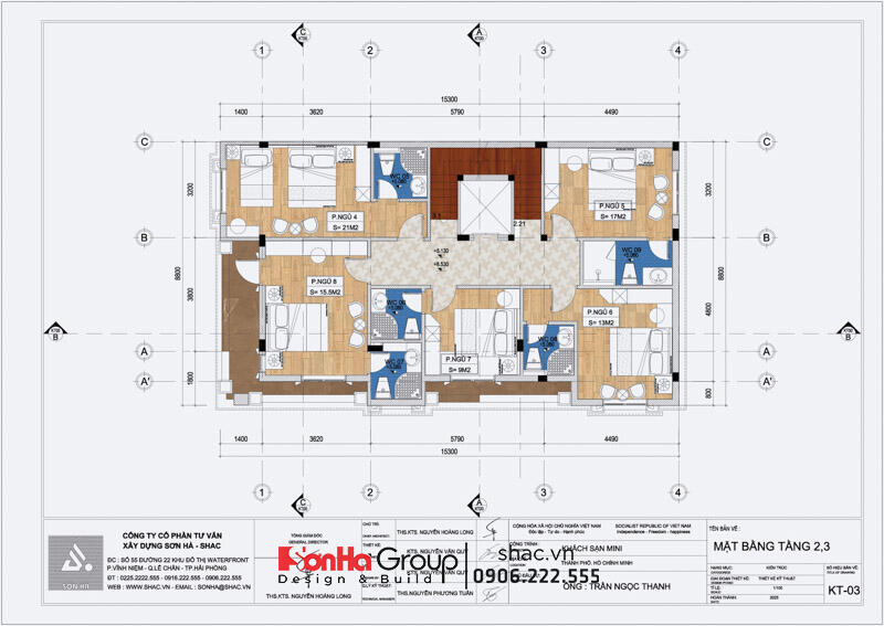 Mặt bằng tầng 2, 3 của khách sạn