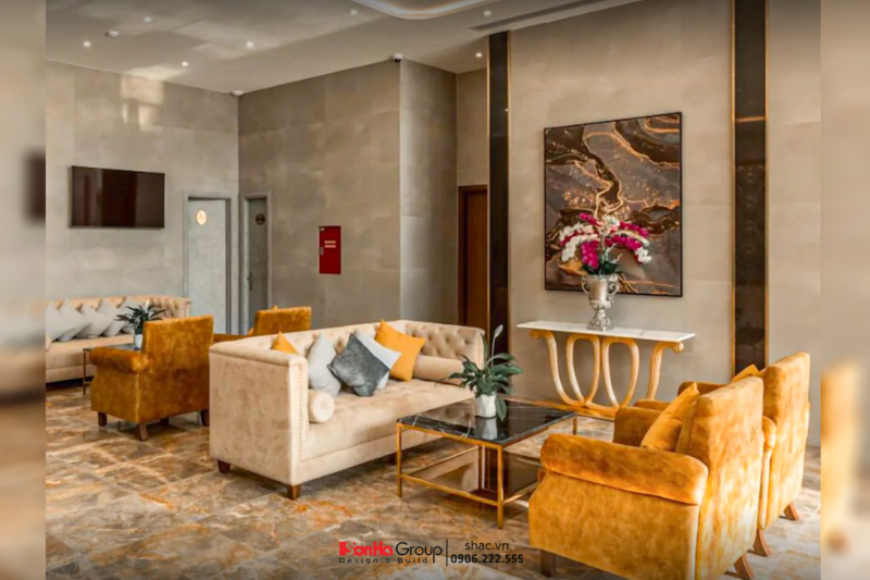 Một góc không gian tiếp khách với thiết kế tươi mới, đầy ấn tượng