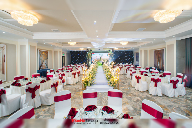 Không gian sảnh cưới sang trọng, đáp ứng linh hoạt nhu cầu sử dụng của các khách hàng