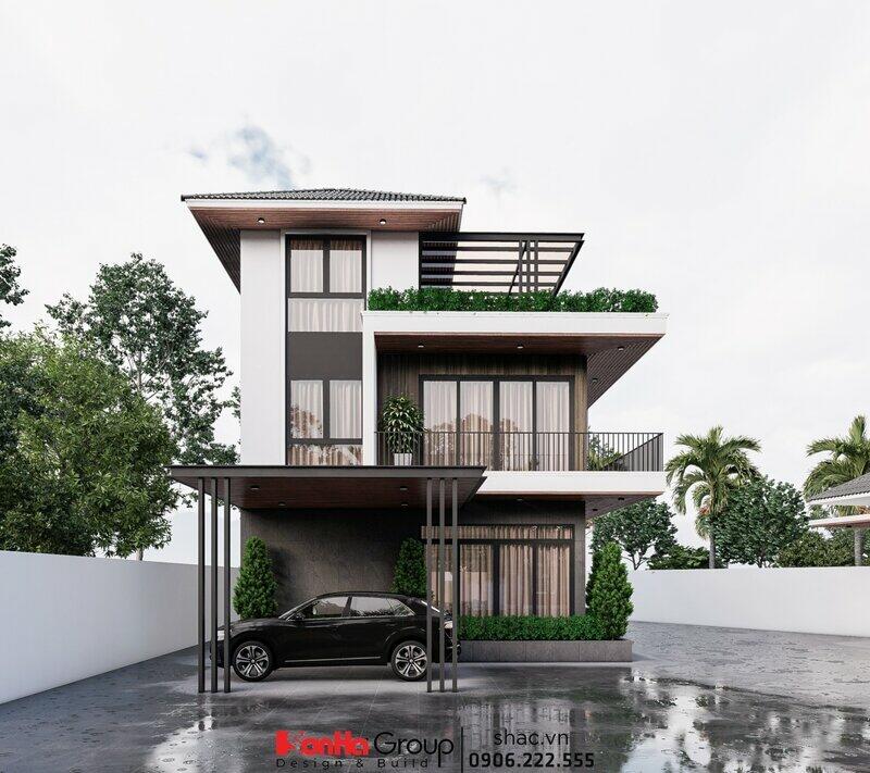 biệt thự hiện đại ở Hải Phòng Mẫu biệt thự hiện đại mái Nhật 3 tầng đẹp mãn nhãn ở Hải Phòng 123m2