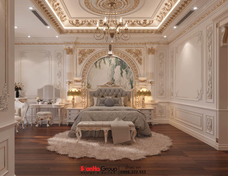 Không gian phòng ngủ xa hoa của mẫu biệt thự tại Bắc Giang