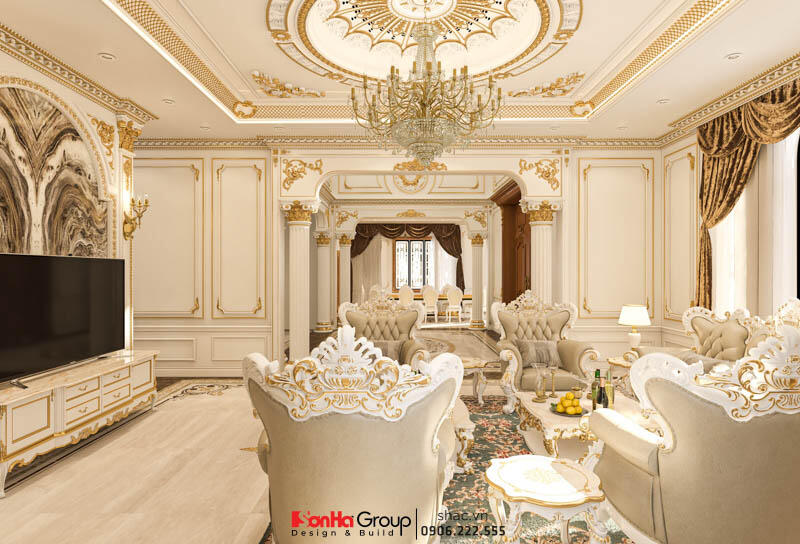 Phòng khách thiết kế sang trọng của mẫu biệt thự tại Bắc Giang