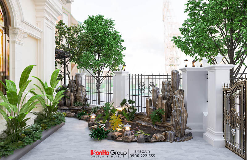 Không gian xanh được thiết kế bên ngoài biệt thự