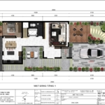 Mặt bằng tầng 1 mẫu biệt thự sử dụng xen kẽ các không gian trong và ngoài biệt thự