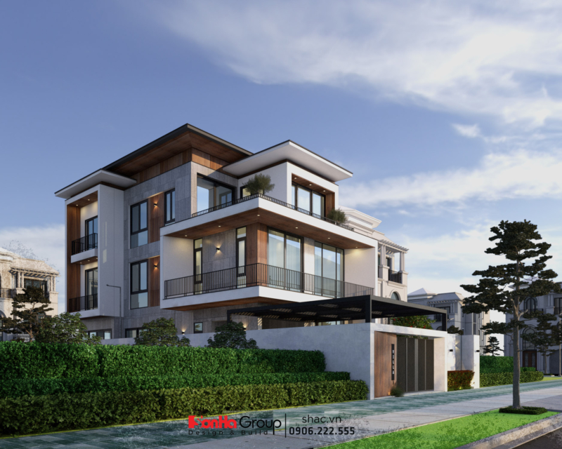 Biệt thự vườn mini sử dụng các chất liệu hiện đại trong thiết kế