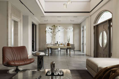 Không gian khách bếp được cải tạo của biệt thự