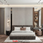 Phòng ngủ được cải tạo của biệt thự hiện đại