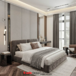 Thiế kế tối giản của phòng ngủ trong biệt thự hiện đại
