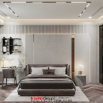 Phòng ngủ sang trọng được cải tạo trong biệt thự hiện đại