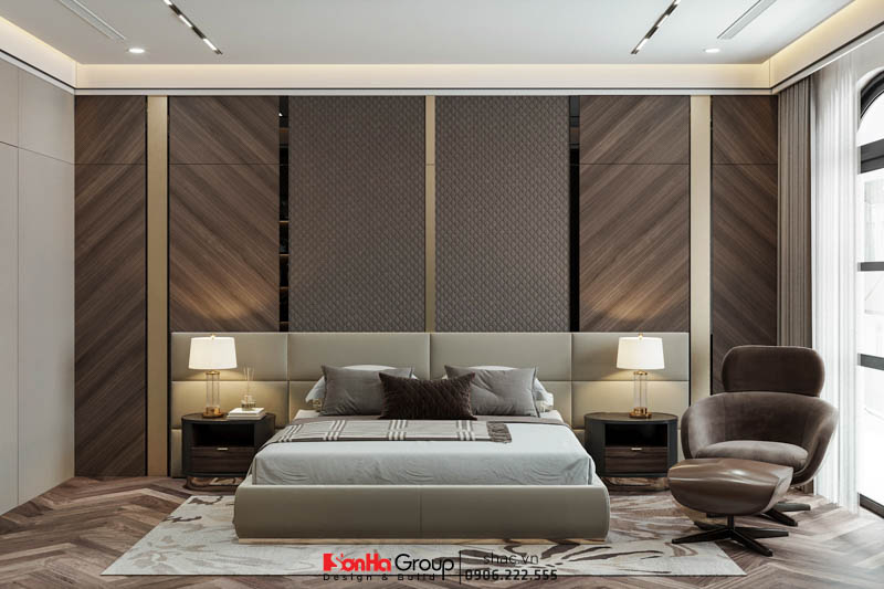 Phòng ngủ thời thượng của biệt thự hiện đại được cải tạo tại Hải Phòng