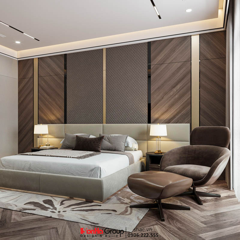 Phòng ngủ thời thượng của biệt thự hiện đại được cải tạo tại Hải Phòng