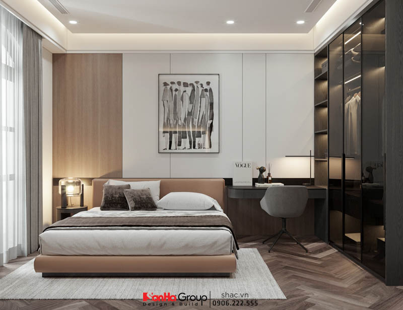 Không gian phòng ngủ được cải tạo tại biệt thự hiện đại