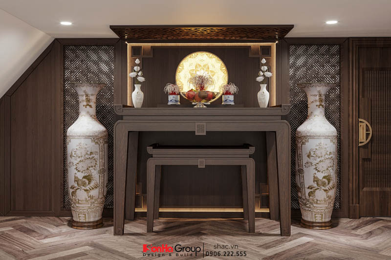 Không gian phòng thờ được cải tạo của biệt thự hiện đại tại Hải Phòng