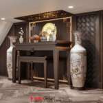 Chất gỗ được sử dụng trong phòng thờ tại biệt thự cải tạo