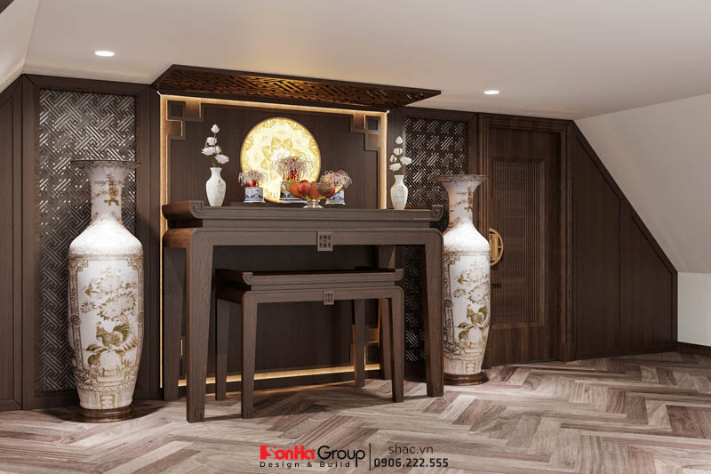 Thiết kế tối giản, ấn tượng của phòng thờ trong biệt thự hiện đại tại Hải Phòng