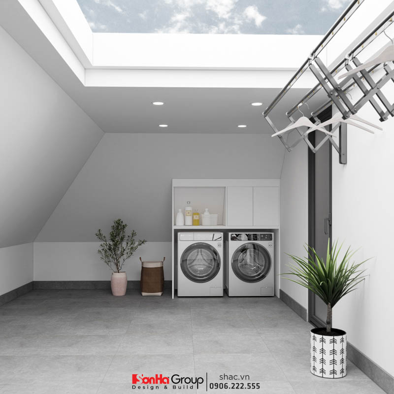 Khu vực giặt phơi trong biệt thự hiện đại