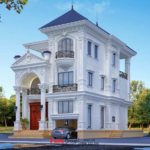 Mặt tiền tươi sáng, ấn tượng của biệt thự Tân cổ điển 4 tầng