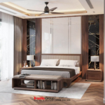 Phòng ngủ hiện đại tối giản trong biệt thự kinh doanh tại Quảng Ninh