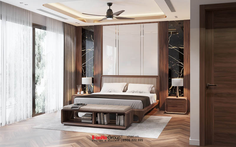 Phòng ngủ hiện đại tối giản trong biệt thự kinh doanh tại Quảng Ninh