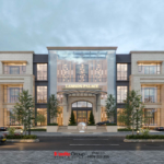 Mặt tiền nhà hàng Lam Sơn được thiết kế theo phong cách Tân cổ điển