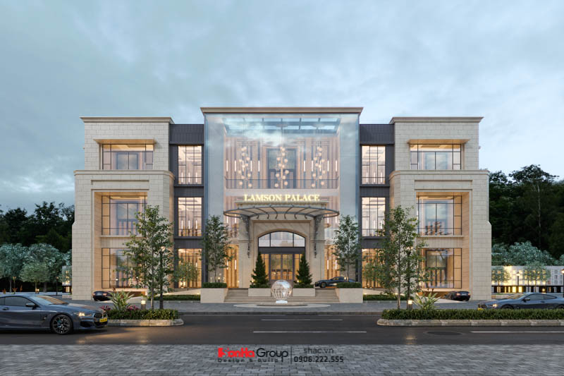 Mặt tiền nhà hàng Lam Sơn được thiết kế theo phong cách Tân cổ điển