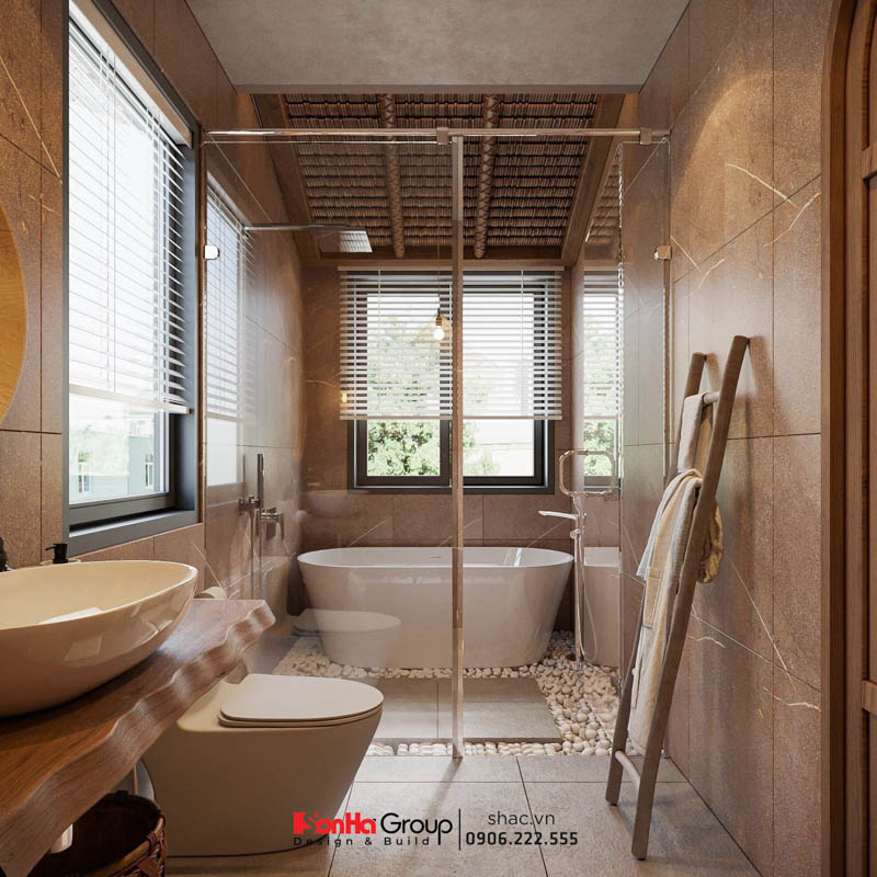 Phòng tắm phong cách Địa Trung Hải trong biệt thự