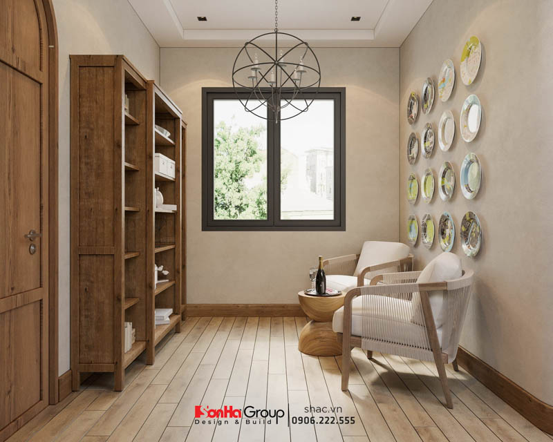 Biệt thự Địa Trung Hải - Sống trong giấc mơ về bờ biển vô tận 63 Đồ gỗ và tông màu gỗ gần gũi được lựa chọn cho phòng để đồ