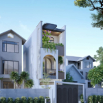 Cây xanh được thêm vào trong thiết kế nhà phố, mang đến sự thoáng đãng và thu hút