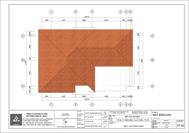 Cải tạo biệt thự Tân cổ điển 4 tầng – Khoác áo mới cho tổ ấm 33 Mặt bằng tầng mái của biệt thự Tân cổ điển tại Hải Phòng