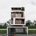 Mặt tiền được thiết kế tinh gọn, tối giản của biệt thự hiện đại tại Hải phòng