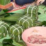 Thành phẩm gói bánh chưng sau sự phối ăn ý của các thành viên Sơn Hà Group