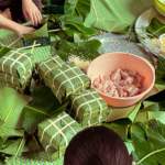 Thành phẩm gói bánh chưng sau sự phối ăn ý của các thành viên Sơn Hà Group