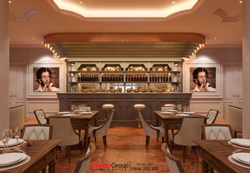 Mặt sàn nhà hàng được giữ lại theo hiện trạng ban đầu