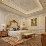 Phòng ngủ mang dấu ấn Cổ điển thanh lịch tại nhà ống Tân cổ điển 5 tầng tại Bắc Ninh