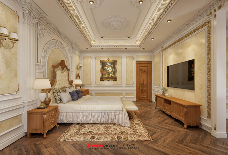 Thiết kế phòng ngủ trong nhà ống Tân cổ điển 5 tầng tại Bắc Ninh