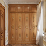 Tủ đồ họa tiết mạ vàng thanh lịch trong nhà ống Tân cổ điển 135m2 tại Bắc Ninh