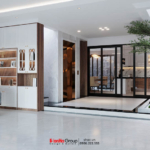 Sảnh chính tầng 1 nhà ống Tân cổ điển 135m2 tại Bắc Ninh