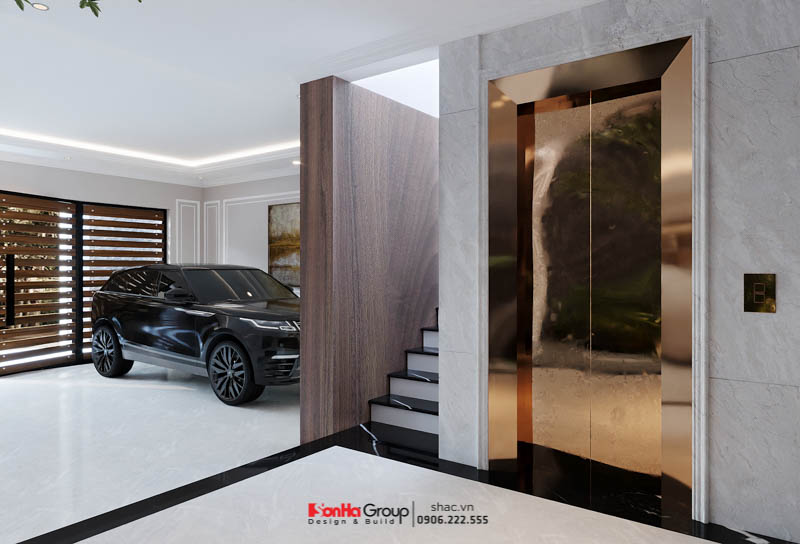 Sảnh thang máy trong nhà ống Tân cổ điển tại Bắc Ninh