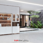 Tủ để đồ được đặt ở Gara, thuận tiện cho gia chủ sử dụng