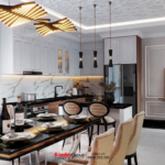 Không gian hài hòa của phòng bếp trong nhà phố Tân cổ điển 135m2 tại Bắc Ninh