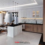 Không gian phòng bếp thanh lịch trong thiết kế nhà phố Tân cổ điển tại Bắc Ninh