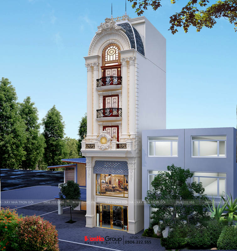 Mặt tiền hút mắt của nhà ống Tân cổ điển 5 tầng tại Hải Phòng